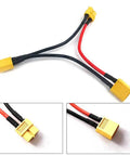XT60 Battery Parallel Y Cable for RC Hobbyists Helicopters Quads Drones 14AWG Silicone Cord 1 Female to 2 Males Extension Lead
