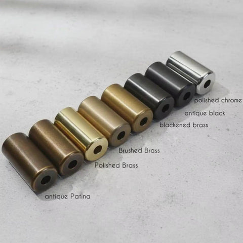 Mid Century Modern Brass Wall Sconces Set of 2, showcasing various brass finishes on cylindrical fixtures.