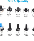180 Piece Tactile Push Button Switch Kit With 10 Values Ranging From 6x6mm To 7x7mm, 4 Pin Micro Momentary Tact Switches For Prototyping