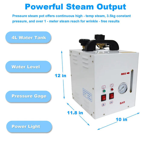Heavy Duty 1600W Steam Ironing Station With 4L Tank And 900W Iron Head for Commercial Shops and Tailors, pressure steam pot.
