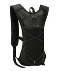Black Hydration Running Backpack With Reflective Strips, Lightweight Nylon Reservoir Pack for trail running and hiking.