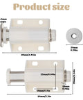 Set Of Two White Push To Open Magnetic Cabinet Door Latches dimensions with detailed measurements for easy modern opening and closing