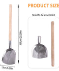 Long Handled Iron Fireplace Shovel With Wood Handle Ash Scoop For Fire Pit Garden Barbecue Camping Outdoor Cleanup Heavy Duty Tool showing dimensions