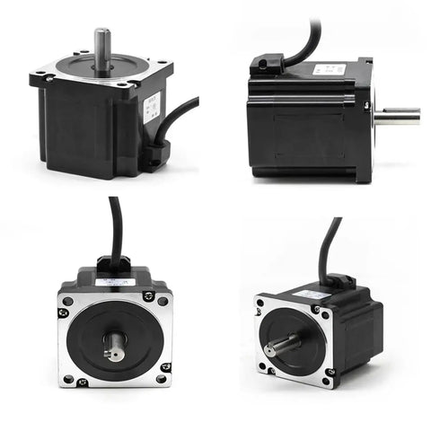 Step Motor Kit For Nema 34 Size With HB860C Drive 400W, 4.5 To 12Nm Torque, 2 Phase Controller, 86mm Body, 14mm Shaft, Pump And Motor Assembly, High Torque Precision For CNC Milling And Automation shown from four angles