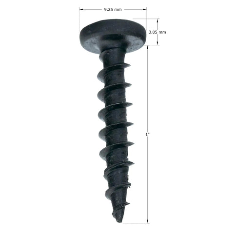 Premium Heavy Duty Phillips Pan Head Wood Screws 100 Pack 10 X 1 Inch showing black phosphate finish and coarse threads.