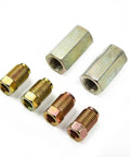 Heavy Duty Brake Line Fittings Kit Two-Way Female Connectors With Four M10 X 1 Nuts For 3/16 Inch Brake Line, Steel Union Adapters
