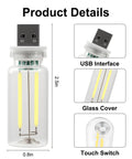 2 Pack Car USB Night Light Bulbs With Touch Dimmable Ambient Lighting For Vehicle Interiors And Home Decor, product details image