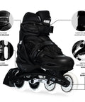 Adjustable Kids Inline Skates Grow With You Across Four Sizes With Push Button Expansion, Smooth Urethane Wheels, ABEC 5 Bearings