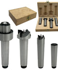 Pro-Grade 4-Piece 2MT Drive Center Set For Wood Turning Lathes, Includes 5/8 Inch And 1 Inch Headstock Spur Centers in wooden case