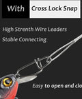 Stainless Steel Fishing Leader Wire for Saltwater and Freshwater Rigs and Lures Size 2 50 Pound Strength 11.8 Inch Length White Nickel Finish 20 Pieces Durable Snap Leader Wire with cross lock snap on lure