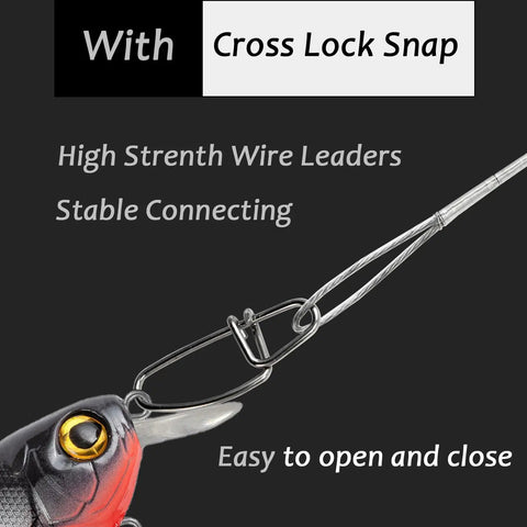 Stainless Steel Fishing Leader Wire for Saltwater and Freshwater Rigs and Lures Size 2 50 Pound Strength 11.8 Inch Length White Nickel Finish 20 Pieces Durable Snap Leader Wire with cross lock snap on lure