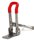 Heavy Duty Stainless Steel Toggle Latch Catch Perfect For Woodworking Clamping Projects Offering Effortless One Hand Quick Locking And Precise Positioning With Simple Push Pull Mechanism To Secure Workpieces Like A Boss On Any Shop Floor Job. stainless steel toggle latch with red handle and base plate