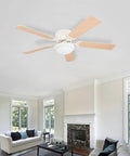 42 Inch White Finish Ceiling Fan Blade Arms Replacement Pack Of 5 For No Wobble Balance And Performance Model 7740100 installed in living room
