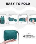 Instruction steps showing how to fold Ultra Lightweight Packable Backpack For Travel, Camping And Hiking, Waterproof Foldable Daypack