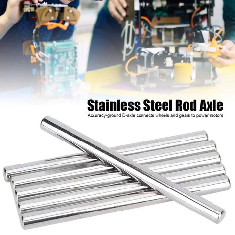 Stainless Steel Rod Axle Set for Industrial Robots 6 Pieces 80x6mm D Shaped Ground Precision shafts displayed in machinery setting.