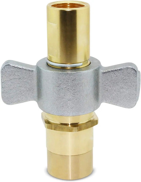 1 Inch NPT Wet Line Wing Nut Heavy Duty Hydraulic Quick Disconnect Coupler Set For Live Bed Dump Trailer Systems With Brass Body Corrosion Resistant Nipple Steel Sleeve 3000 PSI Working Pressure
