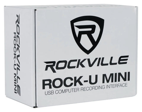 Packaging of Mini 2x2 USB Audio Interface With 24 Bit 192kHz Conversion Plug And Play Ready Phantom Power Bus Powered