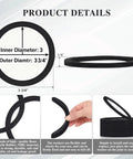 3 Inch Camlock Gasket Set, 5 Pack Buna N Seals For 3 Inch Cam And Groove Fittings in black with dimensions shown and close-up details.