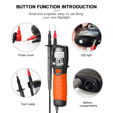 Pocket Pen Multimeter With Backlit Display Auto Power Off Handy Tool For DIY Electronics Measures AC Up To 600V DC From 0.2V BT-38B