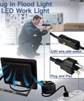 Two Pack 120W Outdoor LED Flood Light With Switch 12000 Lumens IP66 Waterproof 6000K Work Lights for workshop setup