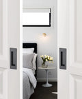 4 Pack Black Sliding Closet Door Pulls Flush Recessed Finger Pulls 4.72 Inch Length Square Cabinet Pulls on white sliding doors