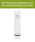 Fresh & Save La Mer Handheld Food Saver Vacuum Pump, compact USB vacuum device with sea blue finish