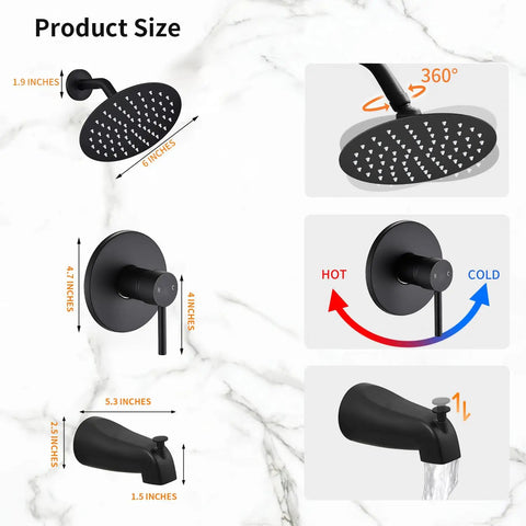Beefy Matte Black Tub Shower Faucet Kit Featuring Top Shelf High Pressure Rainfall Spray For Dead Simple Bathroom Upgrades And Knockout Smooth Water Flow Straight Up Reliable Plumbing Fix In Any Home