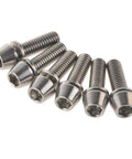 Titanium MTB Stem Bolts M5x16/18/20mm Taper Head Hex Socket Screws With Titanium Washers Pack Of 6 Dope Grade 5 6AL4V