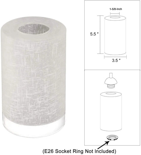 White Linen Frosted Glass Shade Replacement Set, 4 Pack Tall Cylinder Covers for Chandelier Pendant and Wall Sconce.