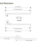 Heavy Duty Ball Bearing Side Mount Drawer Slides With White Finish, shown in 22 inch length, dimensions and screws displayed