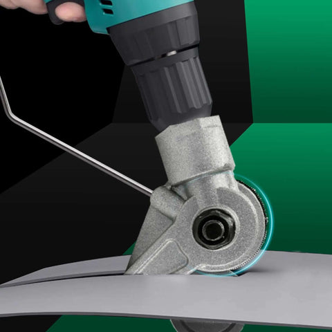 Beefy Heavy Duty Metal Sheet Cutter Drill Attachment With Serrated Wheel cutting metal sheet
