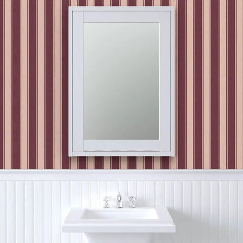 Slick Leather Texture Vinyl Wallcovering With Badass Durability Designed For Busy Hotels And Restaurants Featuring Custom Print Options And Professional Grade Installation on striped wall.