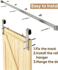 6.6Ft Brushed Nickel Sliding Barn Door Hardware Kit With J Shape Hangers And Nylon Rollers Easy To Install