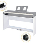 Sturdy Wooden Piano Stand With Built In 3 Pedal System For Yamaha P125 Digital Keyboard No Fuss Setup Easy Mount Soft Sostenuto And Sustain Pedals With Half Dampers Ideal Home Studio Gear For Serious Practice showing assembly details