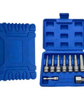 Top Shelf Broken Screw Extractor Set With Hex Socket Removal Tools For Stripped Bolts And Damaged Fasteners Perfect Auto Repair Kit In Metal Case Tough As Nails, blue case open