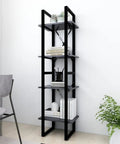 Four Tier Gray Bookcase Made From Engineered Wood Built To Last Heavy Duty Shelving Unit With Four Large Shelves Industrial Style