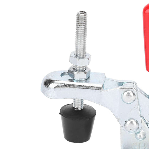 Close-up of zinc-plated steel Five Pack Quick Release Toggle Clamps With 66Lb Clamping Force For Woodworking And Welding, Easy Release feature visible.