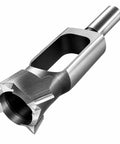 Top Tier One Inch Wood Tenon Plug Cutter With Slick Shear Angle Blade Hardened Steel Shank shown from side angle for clear detail.