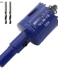 Blue Suiwotin 1-3/8 in bi-metal hole saw with arbor for wood; includes two drill bits and hex key