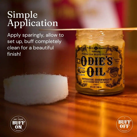 Real Deal Universal Surface Finish For Wood Leather Plastic Vinyl And Metal That Is Straight Up Waterproof And Food Safe While Acting As A Hella Solid Solvent Free Non Toxic Protection Layer Inside A Handy Four Ounce Jar For Instant Glow Ups displayed next to a buffing pad.