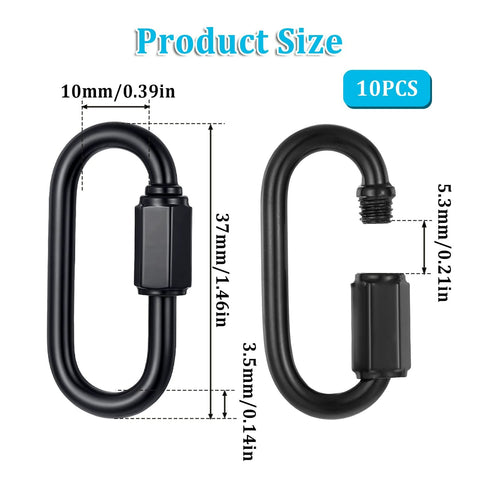 10 Pack 304 Stainless Steel M3.5 Quick Link Chains One Eighth Inch D Shape Locking Chain for Pet Keychains Outdoor Travel Gear
