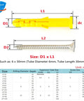 M8 Expansion Tube Wall Anchors Kit With Flat Countersunk Screws 50 Piece DIY Drywall Anchors size chart and measurements