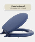 Soft Navy 17 Inch Vinyl Toilet Seat With Foam Cushioning, Standard Size Fits All Regular Fixtures, Easy Install view