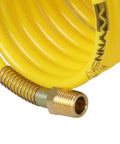 Coiled Nylon Air Hose With Brass 1/4 Inch NPT Fittings, Anti Corrosion And Abrasion Resistant, 12 Feet, Lightweight Flexible