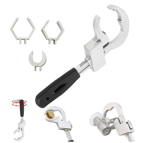 All In One Bathroom Adjustable Wrench Set For Faucets And Valves Universal Double Ended Disassembly And Assembly Tool with three chuck sizes