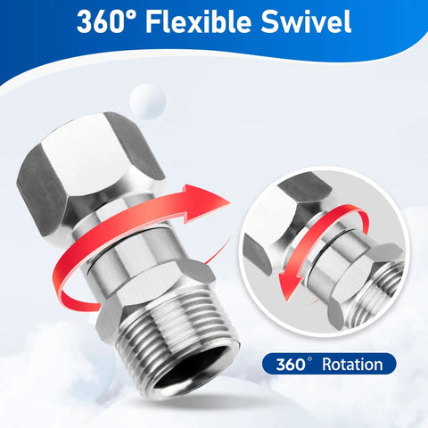 360 Degree Swivel Pressure Washer Fittings M22 14mm Thread 5000 PSI Universal Connectors For Hassle Free Hose Maneuvering And No Kinks Two Pack Ideal For Home And Professional Cleaning Tasks, stainless steel swivel fitting