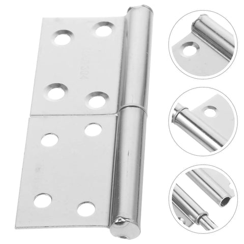 Close-up of flag shaped lift off hinges in stainless steel, showing detachable design for wardrobes and cabinets, six pairs included.