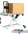 Heavy Duty Electric Hydraulic Lift Table Cart With 48V Power Handling Up To 661 Pounds Easily Foldable Platform with box.