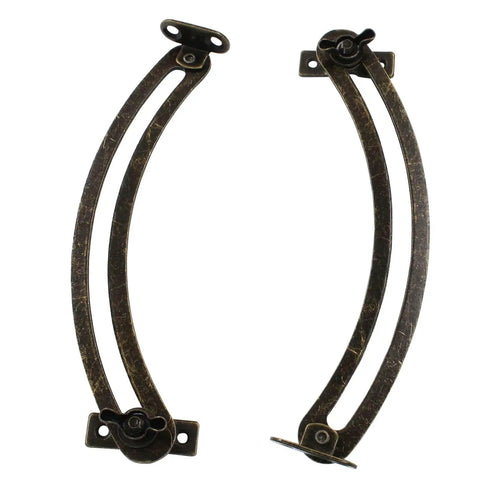 Front view of Bronze 7 Inch Spring Lid Support Hinge With Screws Left And Right Hand Adjustable Folding Metal Brace Hinges