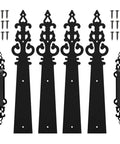 Premium Garage Door Hardware Kit With Decorative Handles And Rust Proof Steel Hinges Built Solid For Silky Smooth Closing That Runs Just Like A Dream On Any Residential Doorway, featuring black decorative hinges and screws.